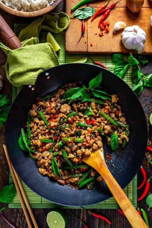Thai Basil Chicken and Green Beans