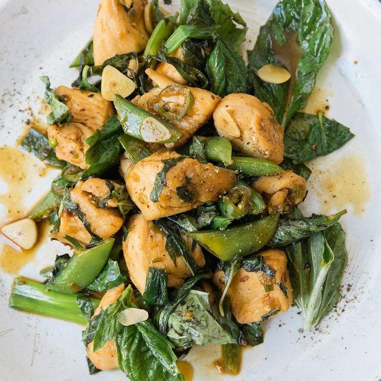 Thai Basil Chicken with Snap Peas
