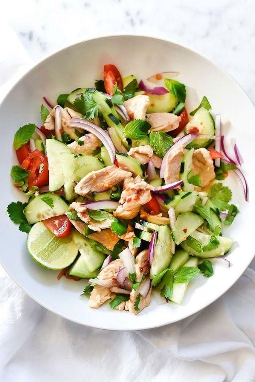 Thai Basil Grilled Chicken with Cucumber Salad