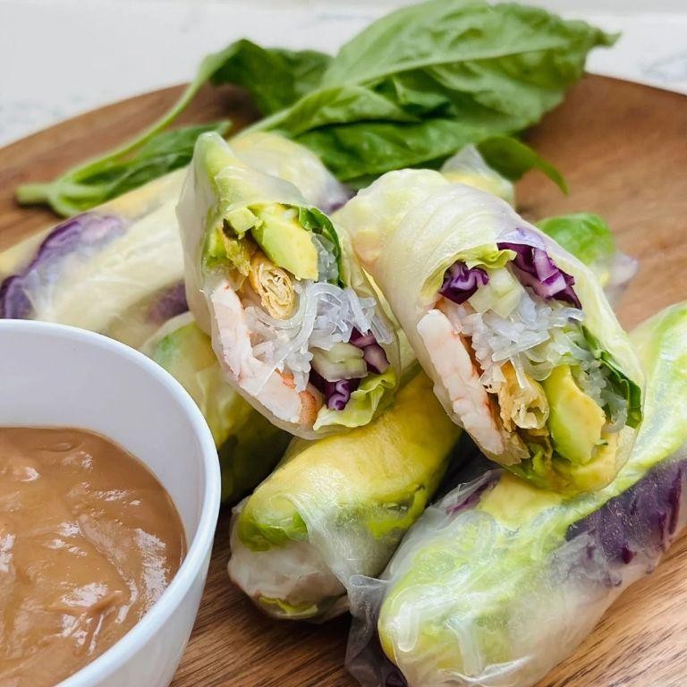 Thai Basil Shrimp and Avocado Spring Rolls