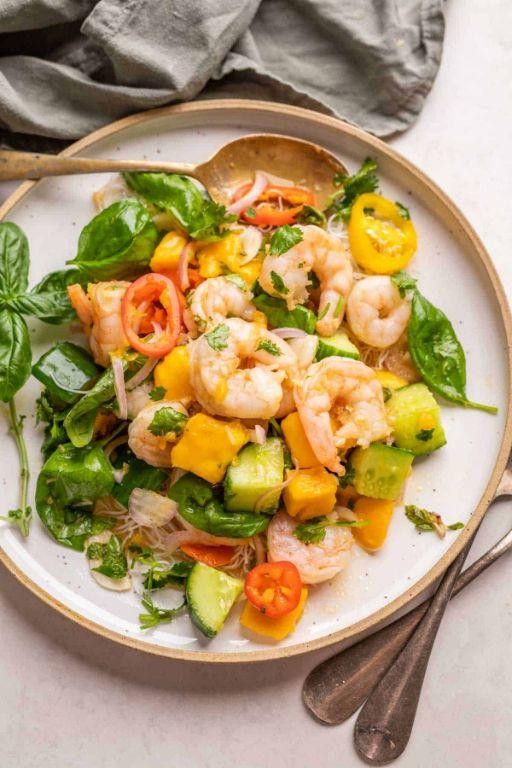 Thai Basil Shrimp and Mango Salad