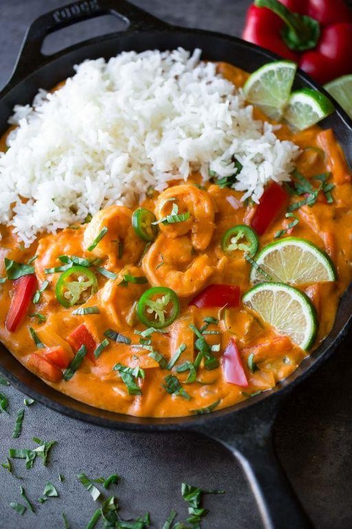 Thai Coconut Shrimp Curry with Jasmine Rice