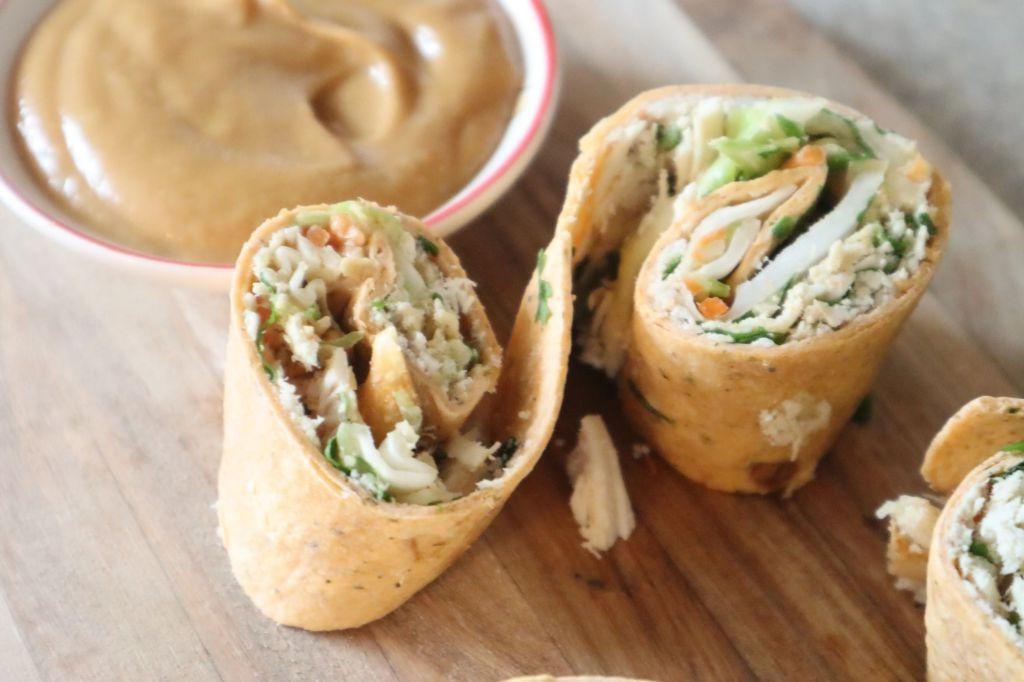 Thai Peanut Chicken Pinwheel Sandwiches