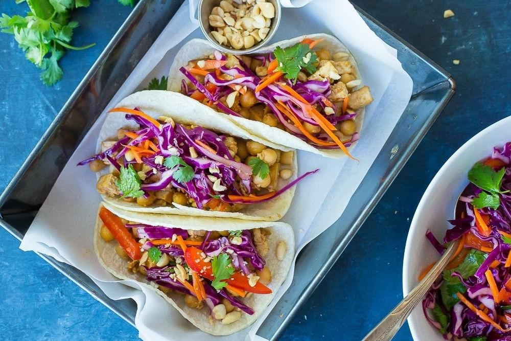 Thai Peanut Tofu Tacos
