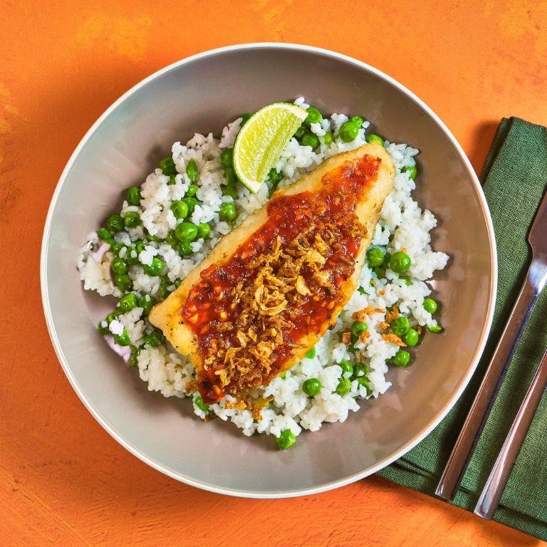 Thai Sweet Chili Corvina with Sticky Rice