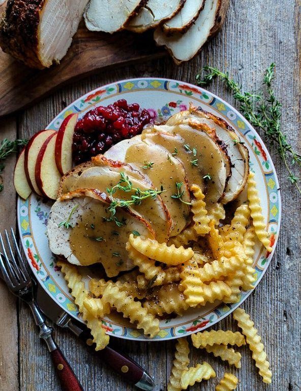 Thinly Sliced Turkey with Rosemary Gravy