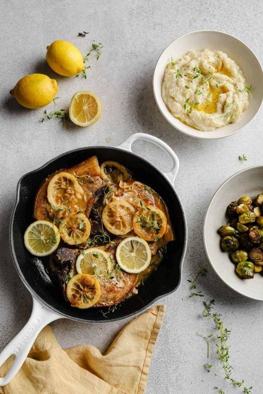 Thyme and Lemon Pan Seared Pork Chops
