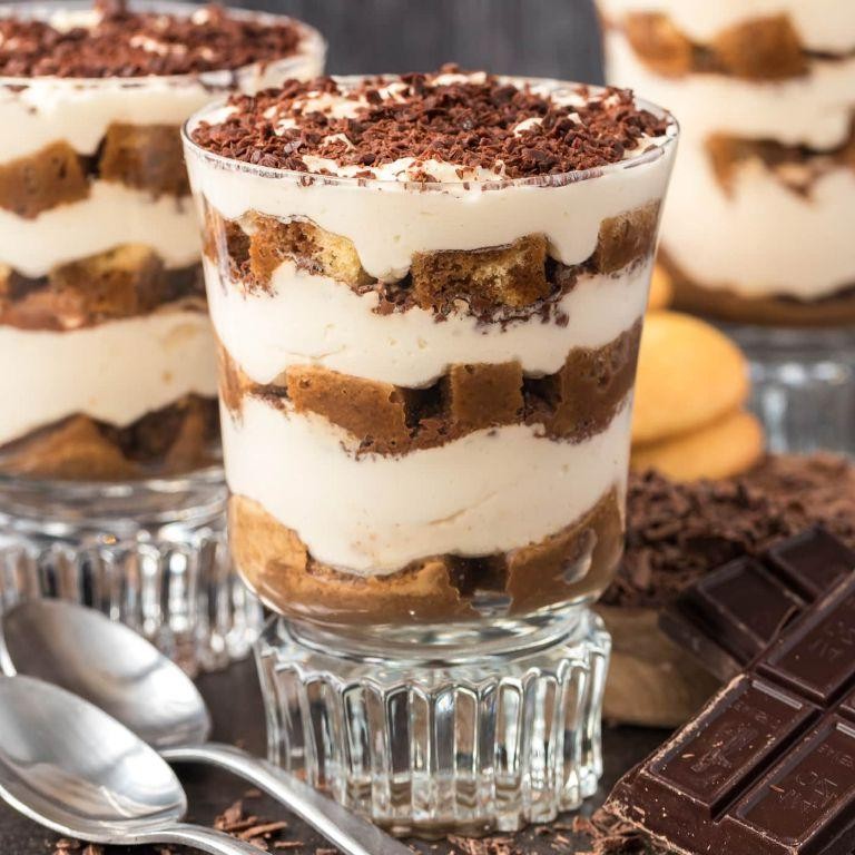 Tiramisu Parfait with Chocolate Shavings