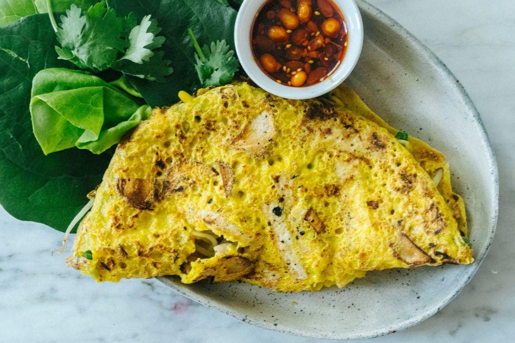 Tofu and Mushroom Bánh Xèo