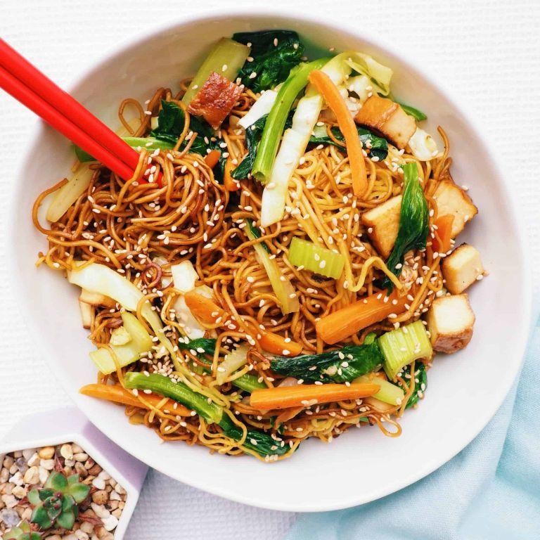 Tofu and Snow Pea Chow Mein
