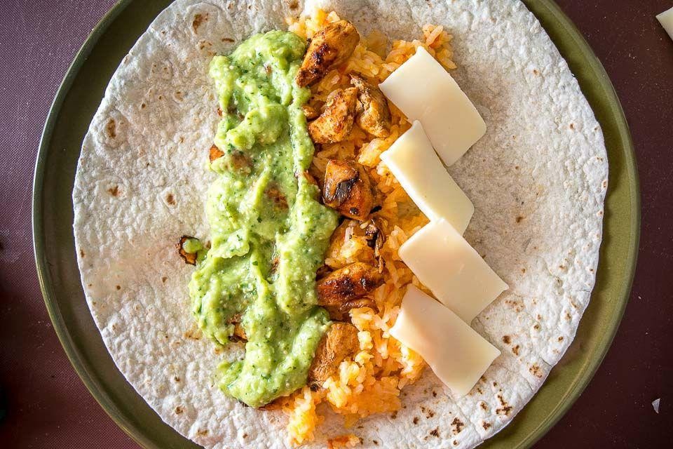 Tomatillo and Avocado Chicken Burritos