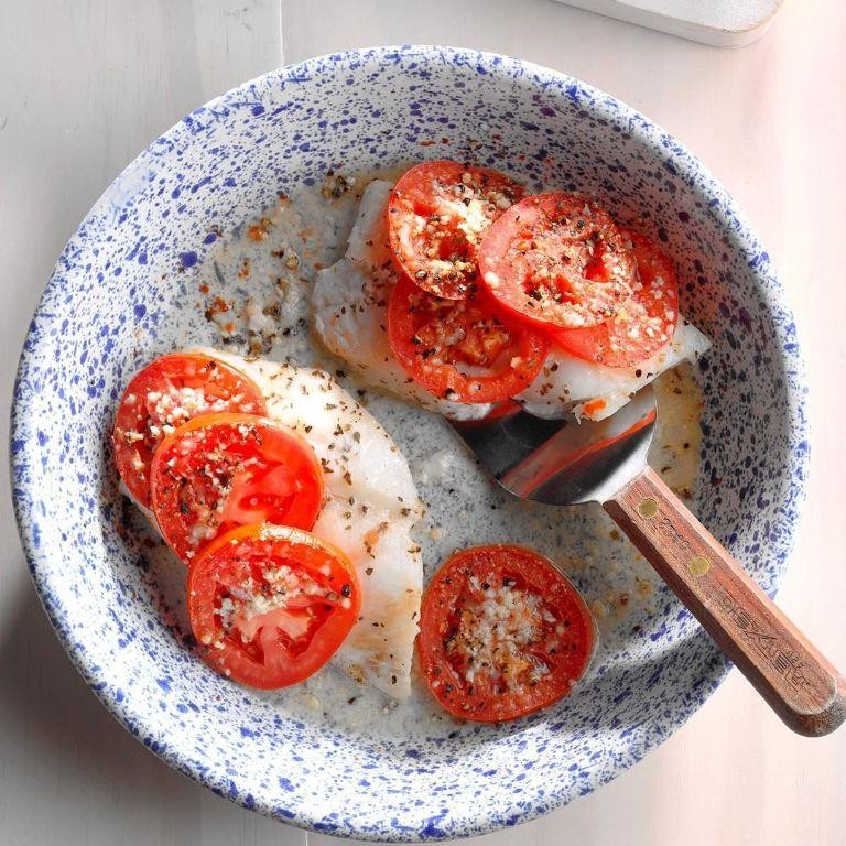 Tomato Basil Baked Haddock