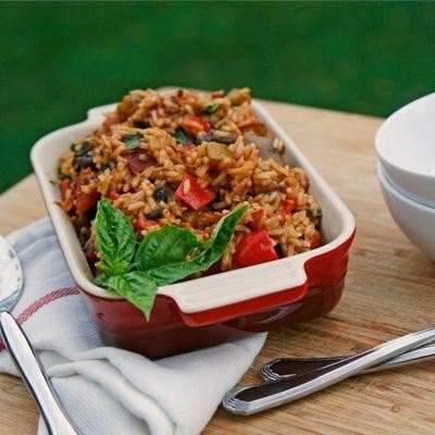 Tomato Basil Brown Rice Casserole