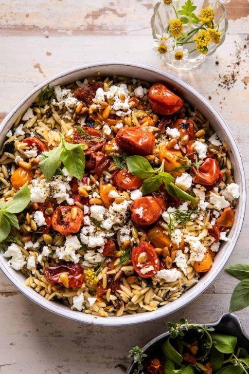 Tomato Basil Orzo with Feta Cheese