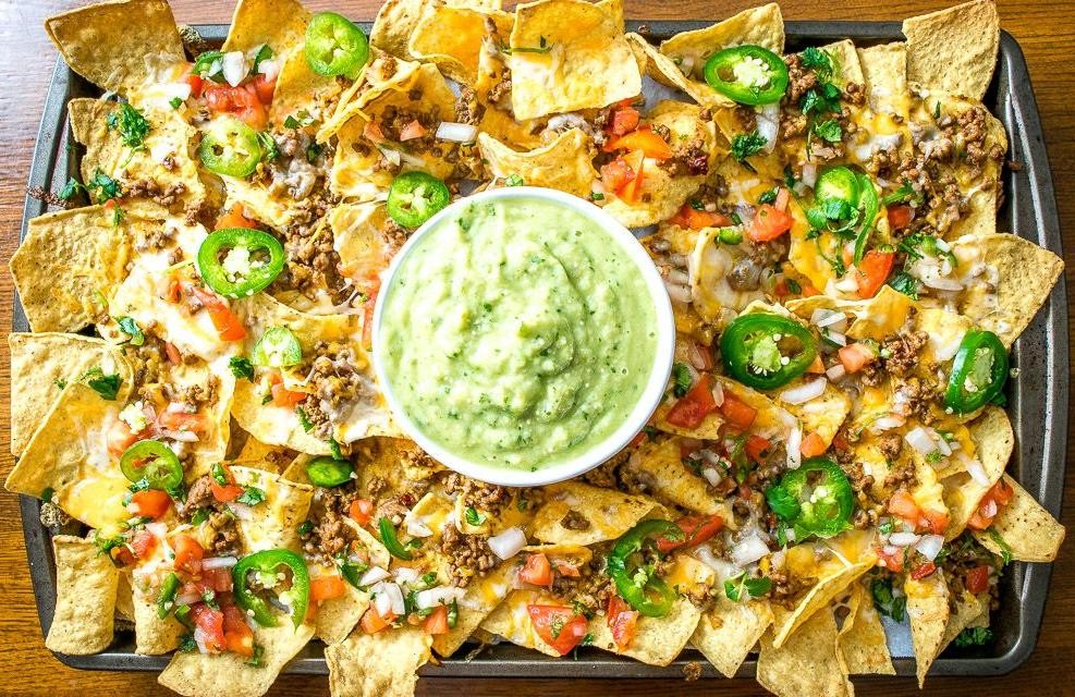 Traditional Mexican Nachos with Spicy Guacamole
