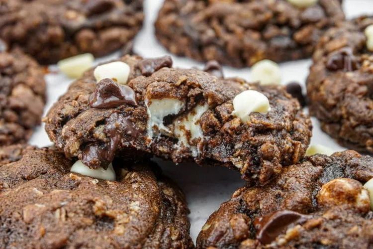 Triple Chocolate Chewy Oatmeal Cookies