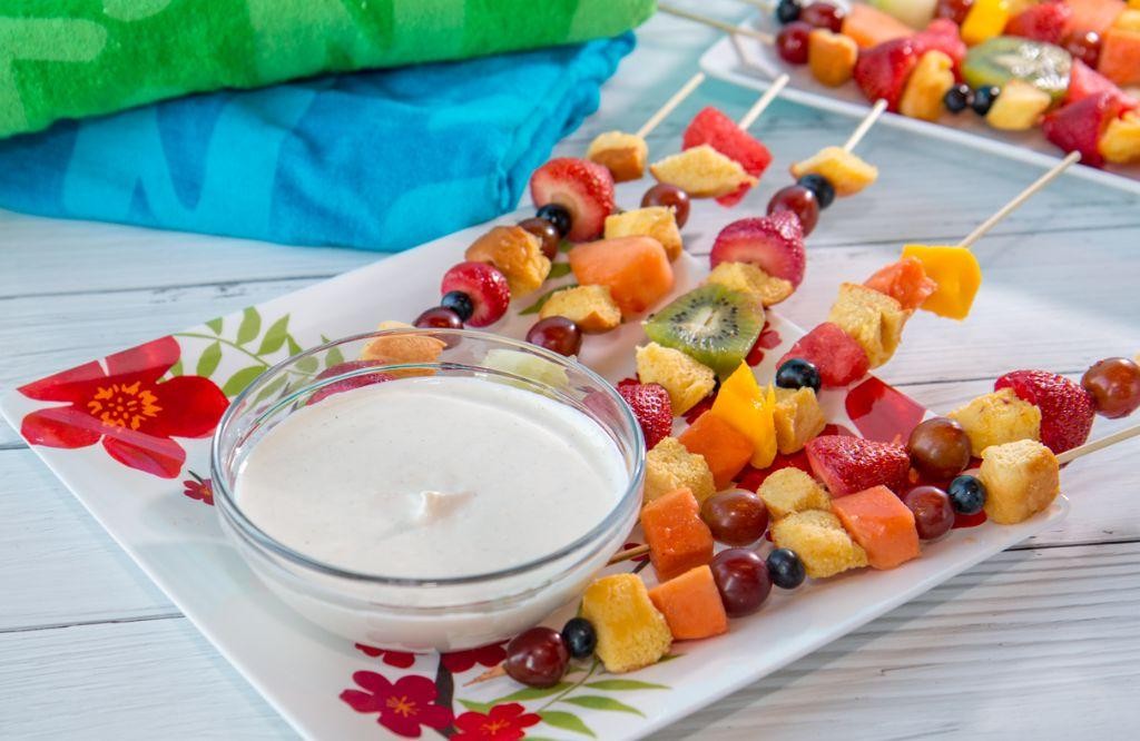 Tropical Fruit Skewers with Lime Yogurt Dip