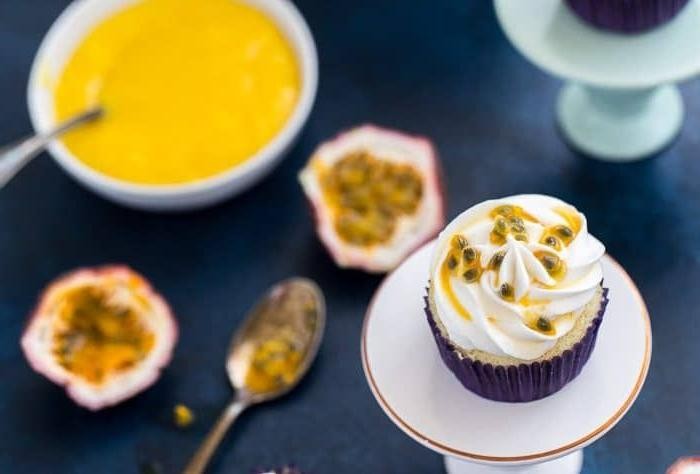 Tropical Mango Passionfruit Cheesecake Cupcakes