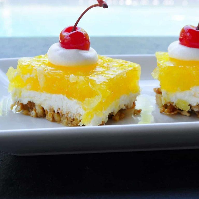 Tropical Strawberry Pretzel Salad with Pineapple