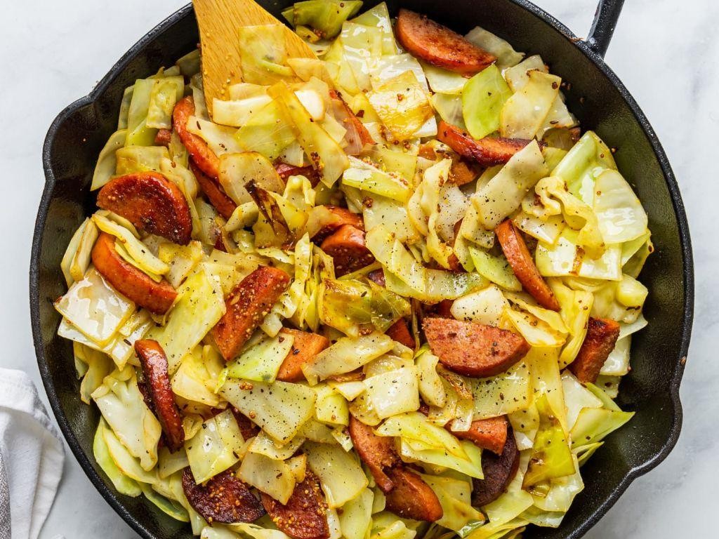 Turkey Kielbasa and Cabbage Skillet