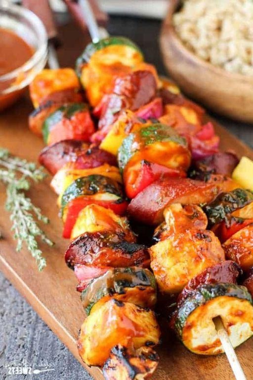 Turkey Kielbasa and Pineapple Skewers