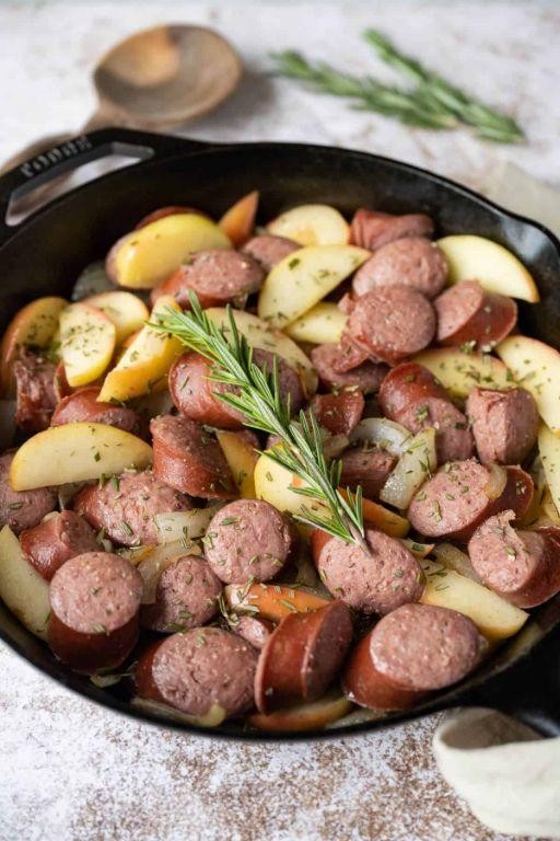 Turkey Kielbasa with Apples and Onions