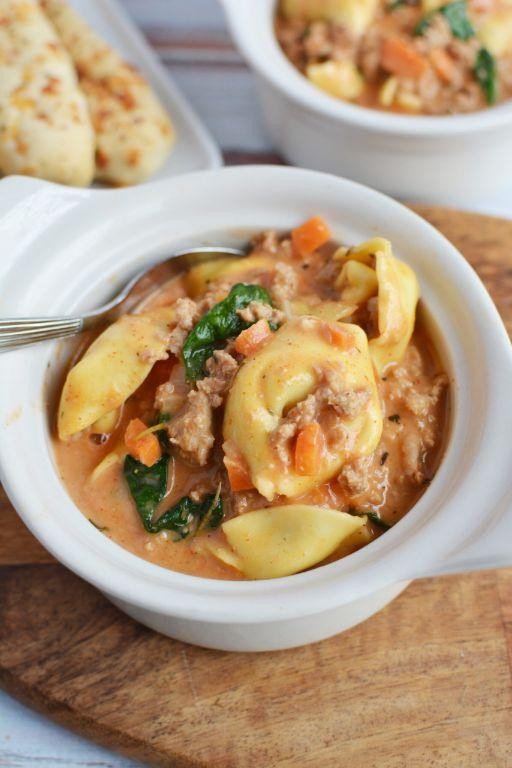Turkey and Carrot Creamy Tortellini Soup