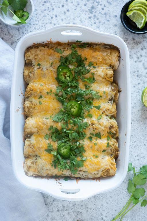 Turkey and Mushroom Green Enchiladas