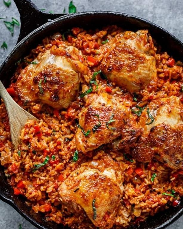 Tuscan Chicken Legs with Tomato Basil Rice
