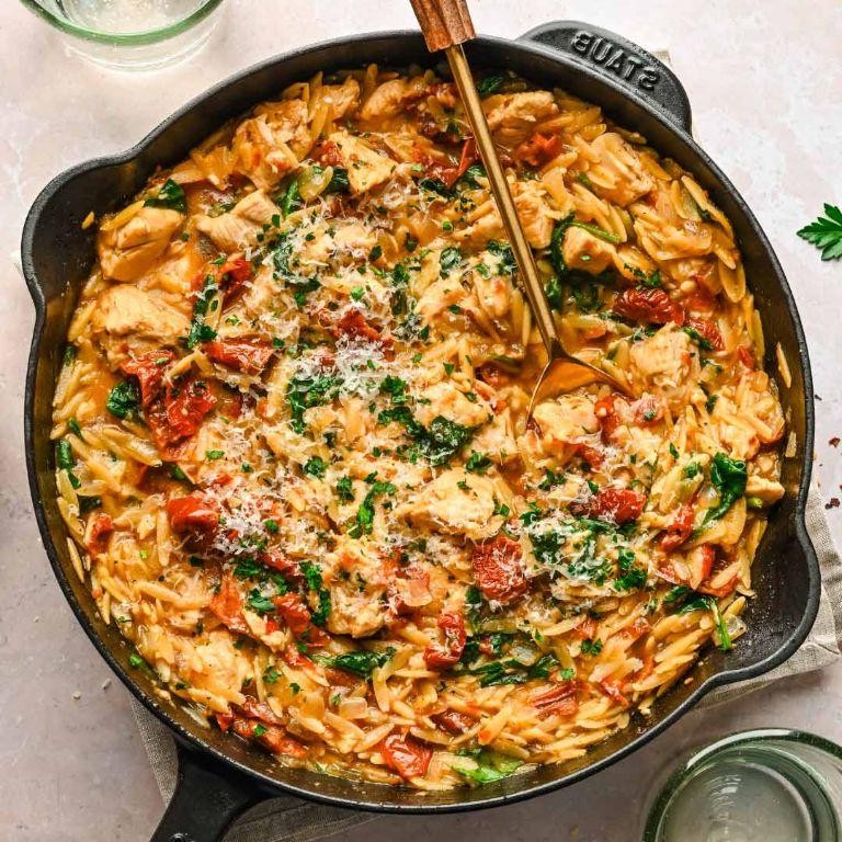 Tuscan Chicken Orzo Bake