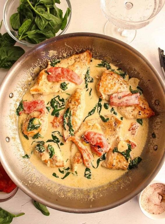 Tuscan Chicken with Roasted Red Pepper Ravioli