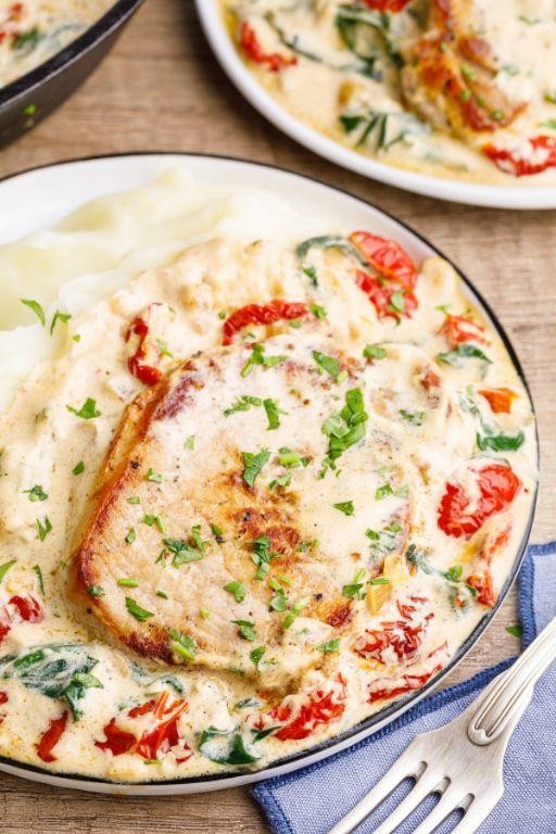 Tuscan Garlic Keto Pork Chops with Sun-Dried Tomatoes