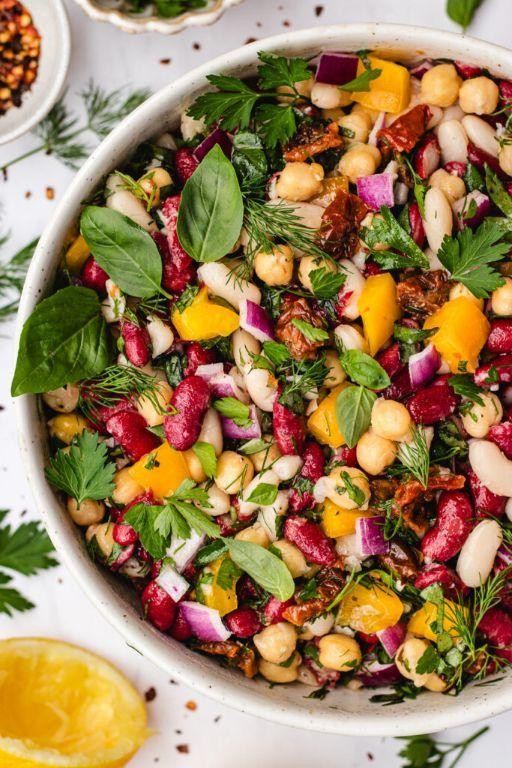 Tuscan-Style Five Bean Salad with Sun-Dried Tomatoes