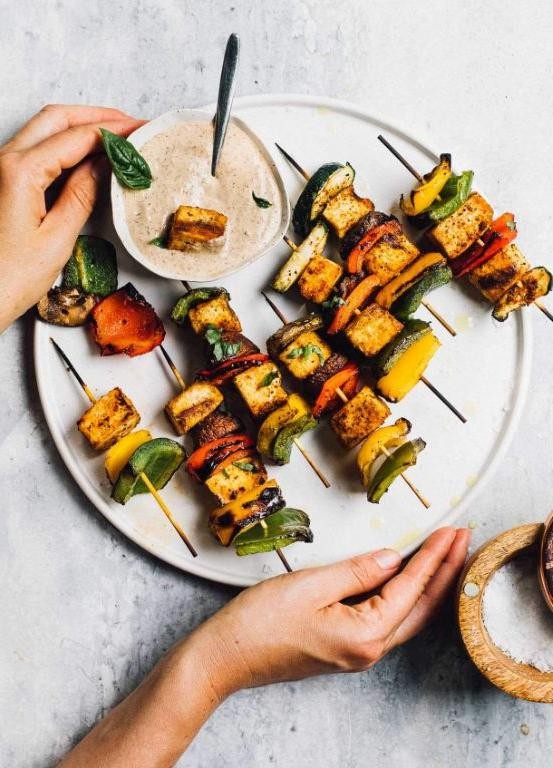Vegan Antipasto Skewers with Grilled Vegetables