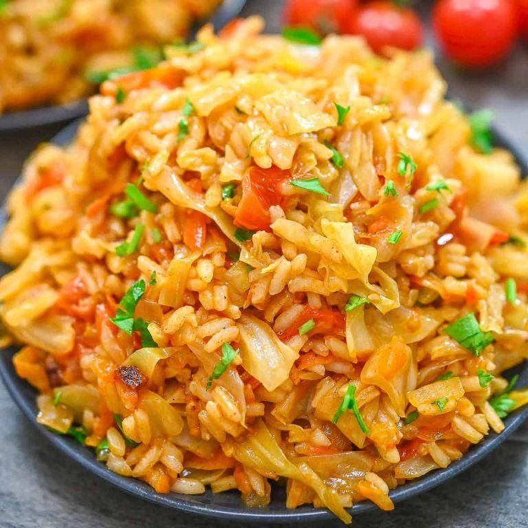 Vegan Cabbage and Rice Pilaf