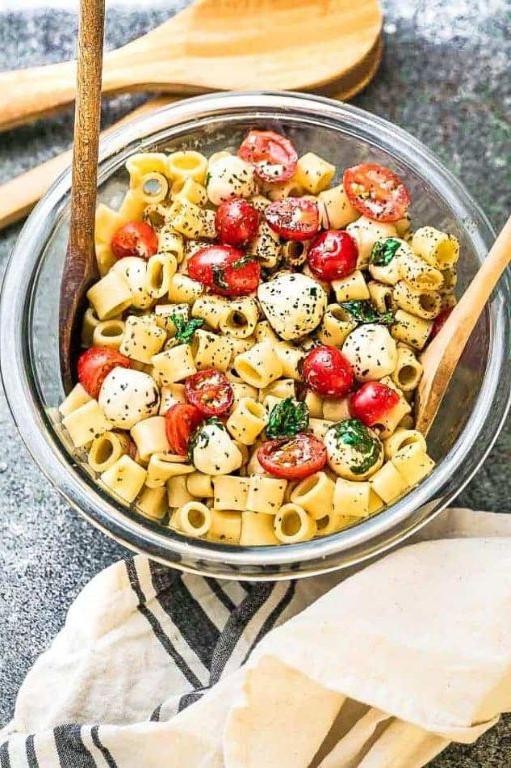Vegan Caprese Pasta Salad with Almond Cheese