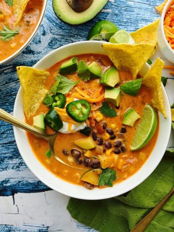 Vegan Creamy Black Bean Taco Soup