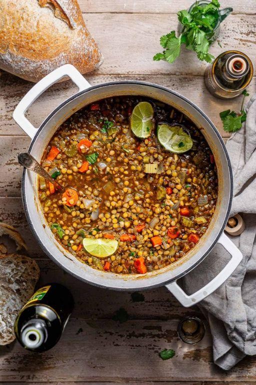 Vegan Dutch Oven Lentil Soup
