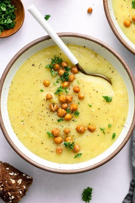 Vegan Dutch Oven Potato and Leek Soup