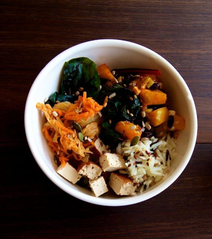 Vegan Kimchi Sauerkraut Bowl