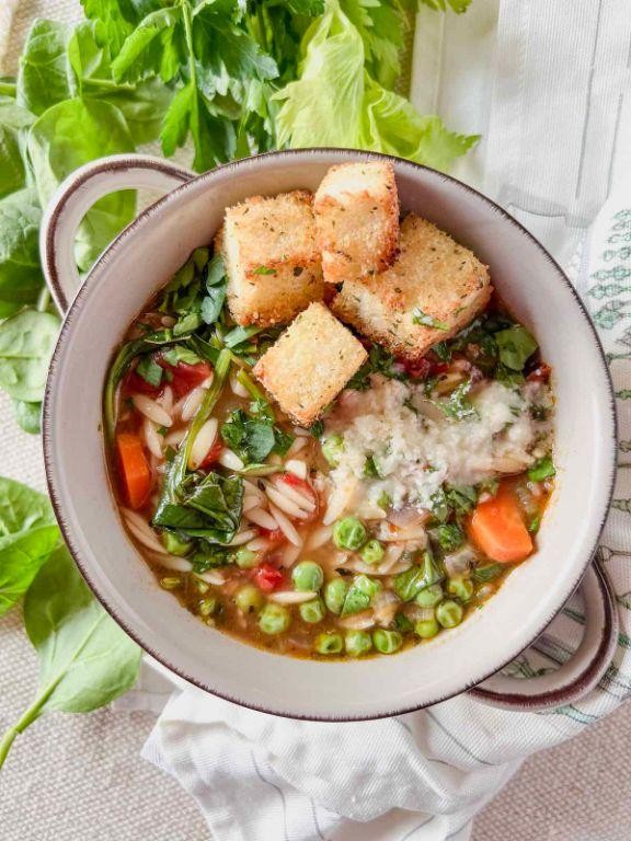 Vegan Orzo Soup with Hearty Vegetables