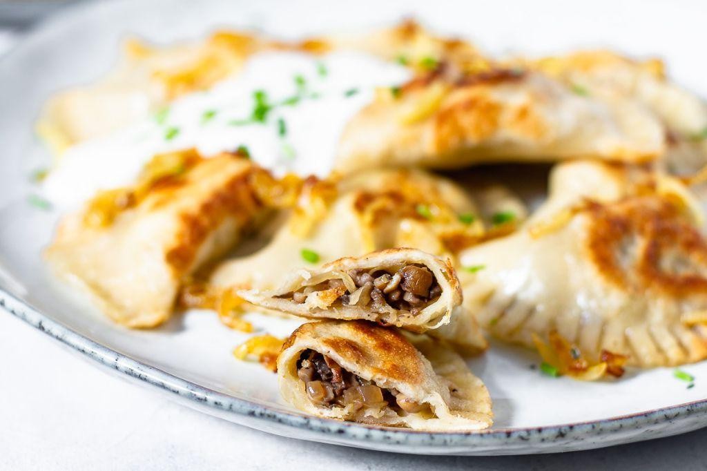 Vegan Sauerkraut and Mushroom Pierogi