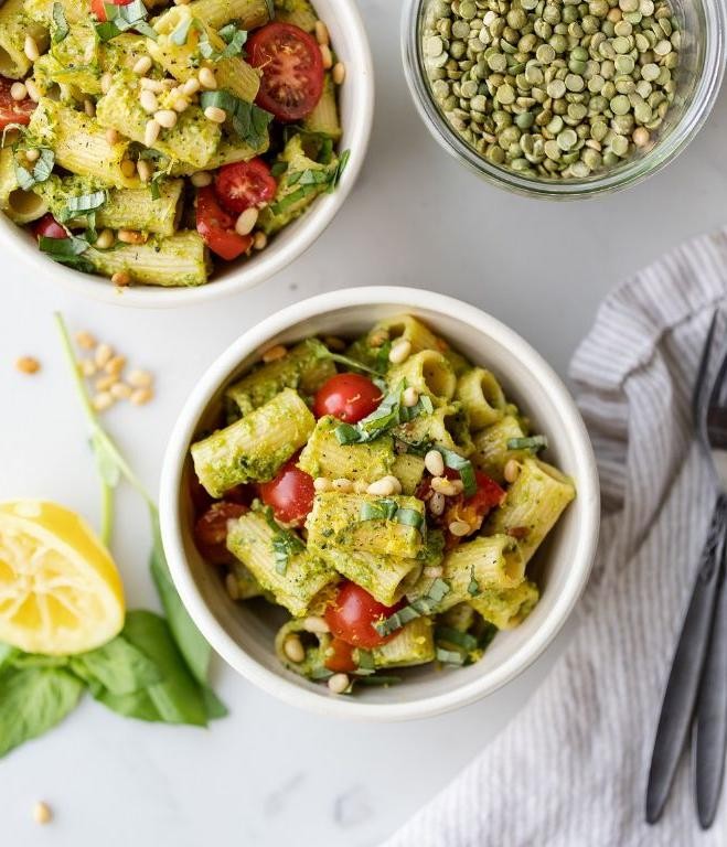 Vegan Split Pea and Herb Pesto Pasta