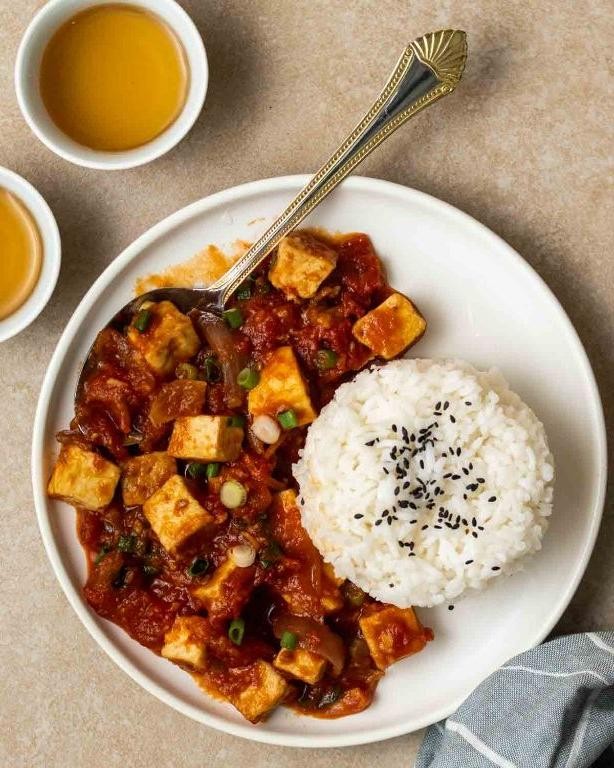 Vegan Tofu Adobo in Rich Tomato Sauce
