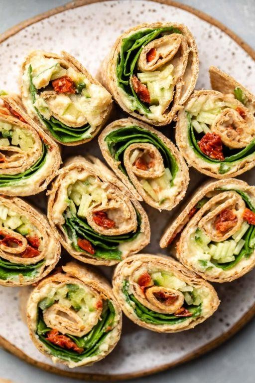 Vegetable and Hummus Pinwheel Sandwiches