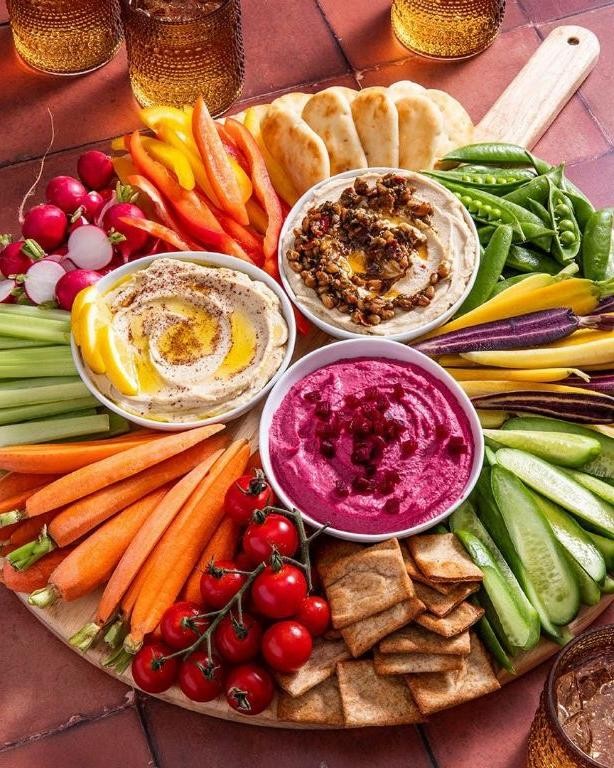 Vegetable and Hummus Platter with Pita