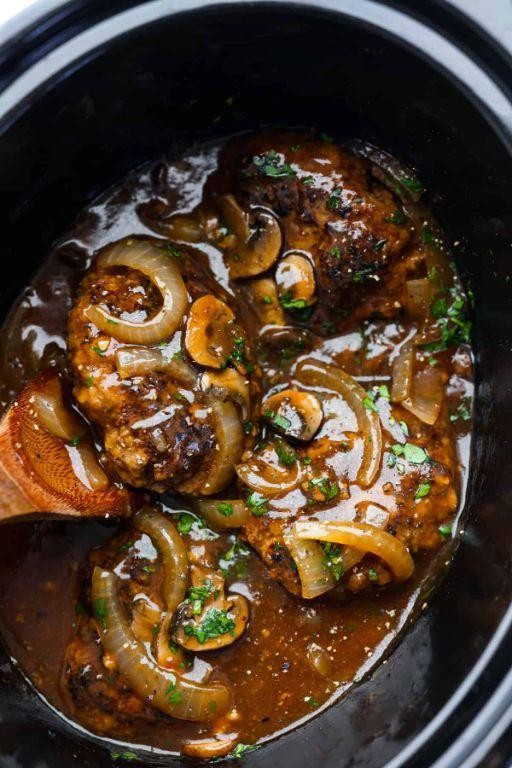 Vegetable-Infused Crockpot Salisbury Steak for Extra Flavor