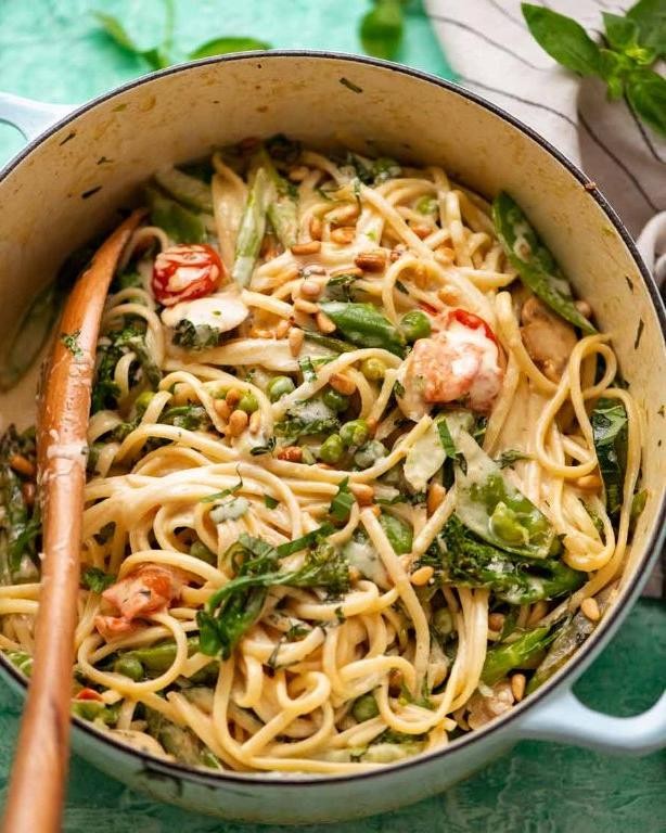 Vegetable-loaded Spaghetti Primavera