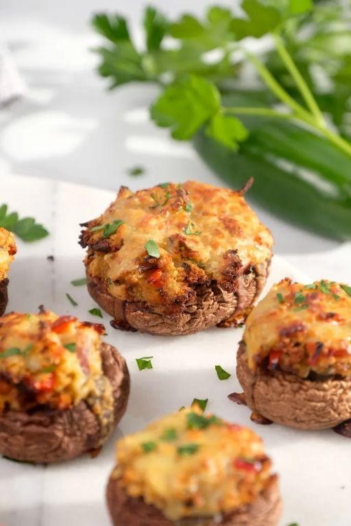 Vegetarian Air Fryer Stuffed Mushrooms