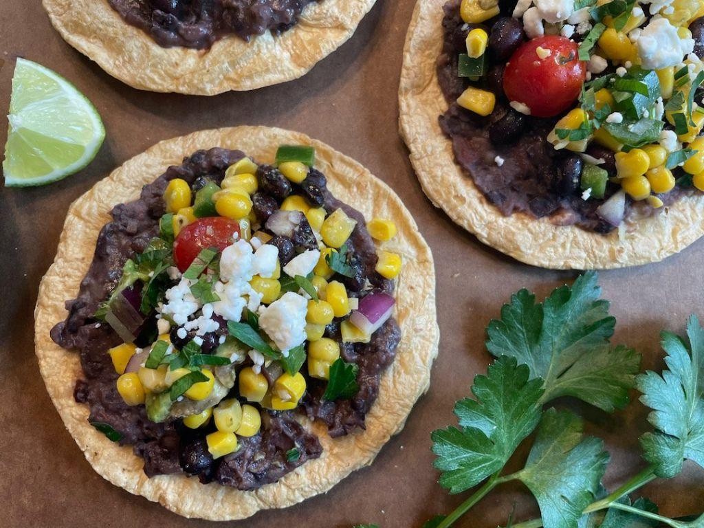 Vegetarian Black Bean and Corn Tostadas